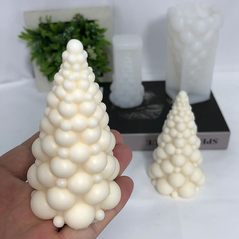 3D Printing Concrete - 3D Bubble Christmas Tree Silicone Candle