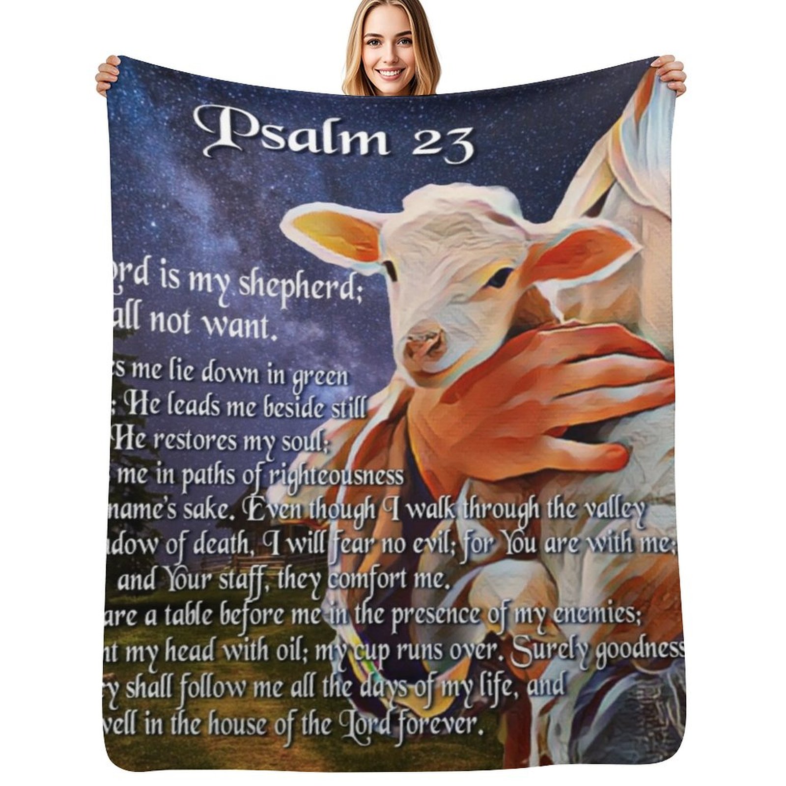 3D Printing Verse - Psalm 23 Bible Verse Throw Blanket