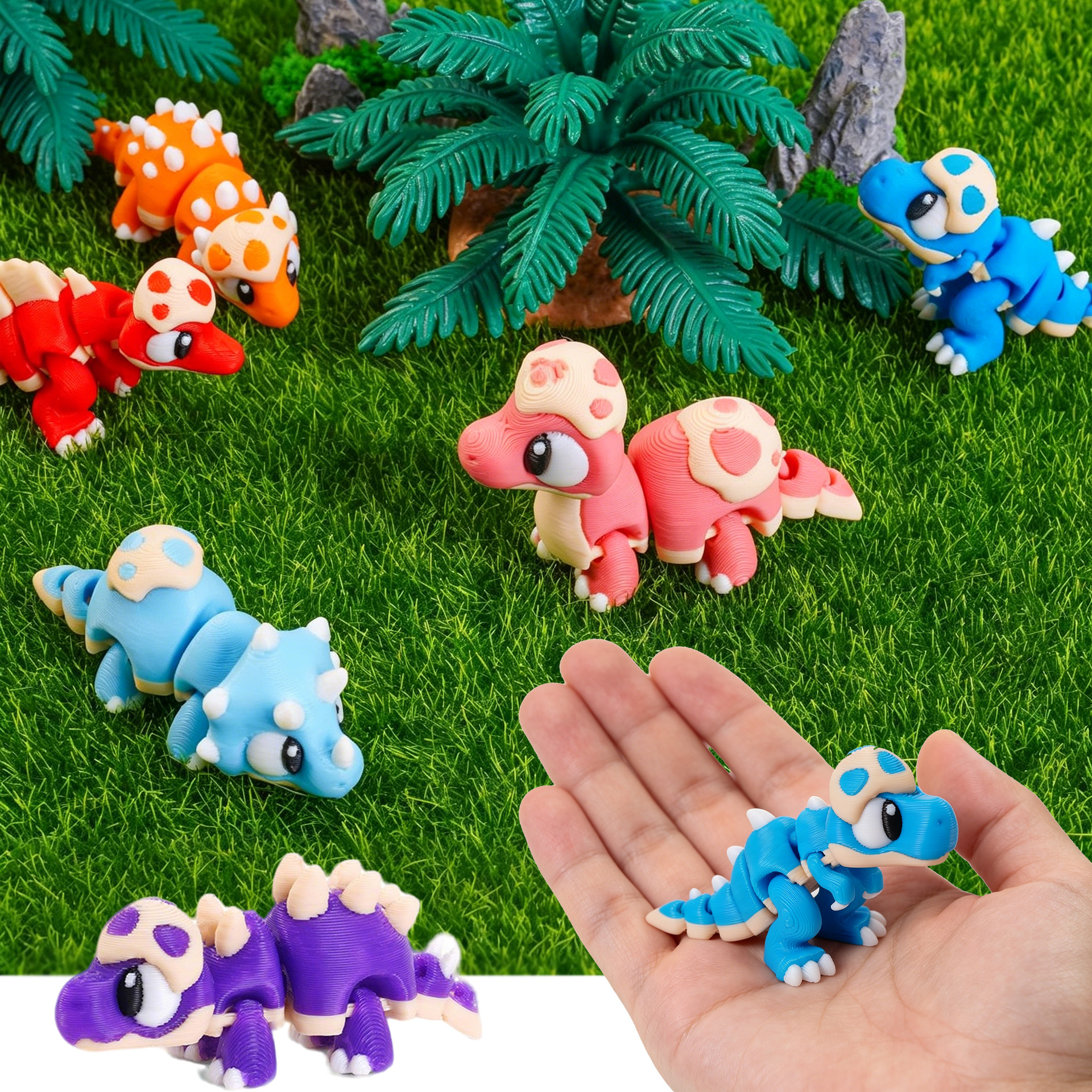3D Printing Joint - Set 3D Printed Mini Dinosaur Toys