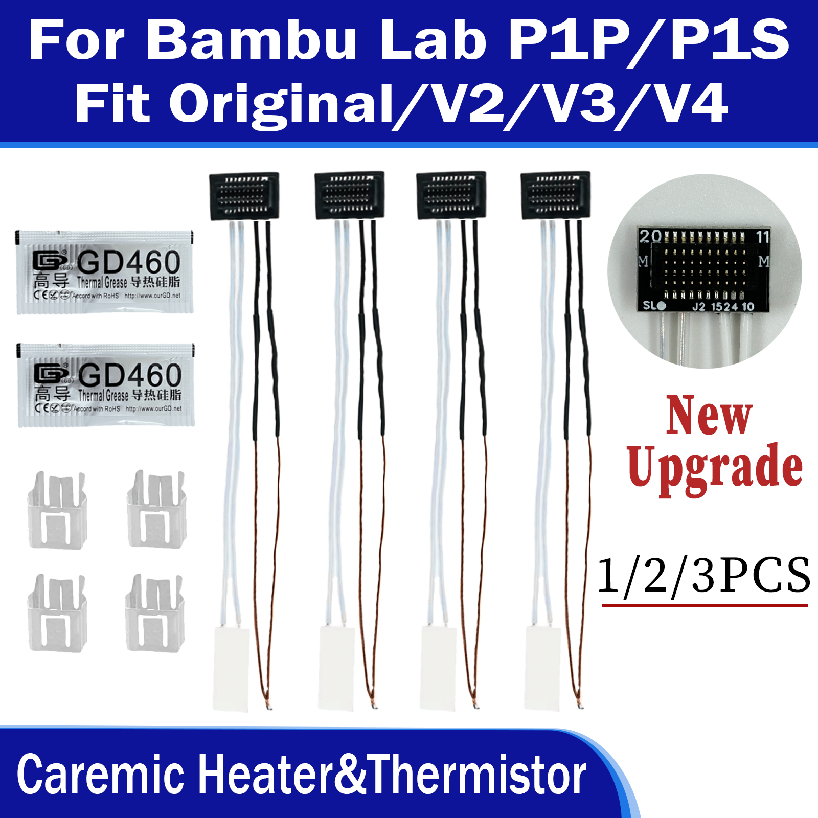 3D Printer Hotend Kit - Caremic Heater & Thermistor For Bambu