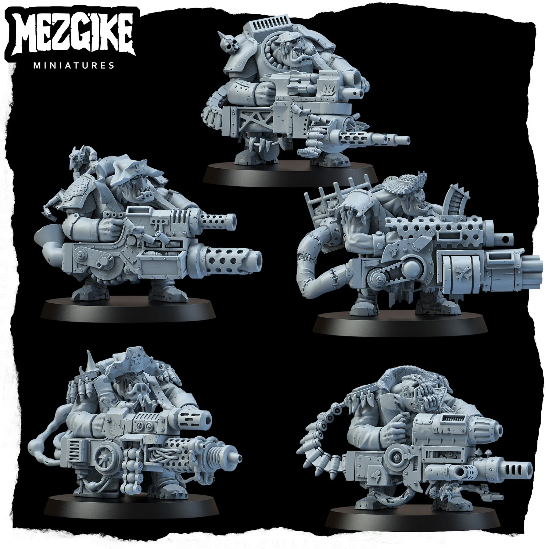 3D Printing Resin - Orc Bots Gunners Miniature, Green Skin