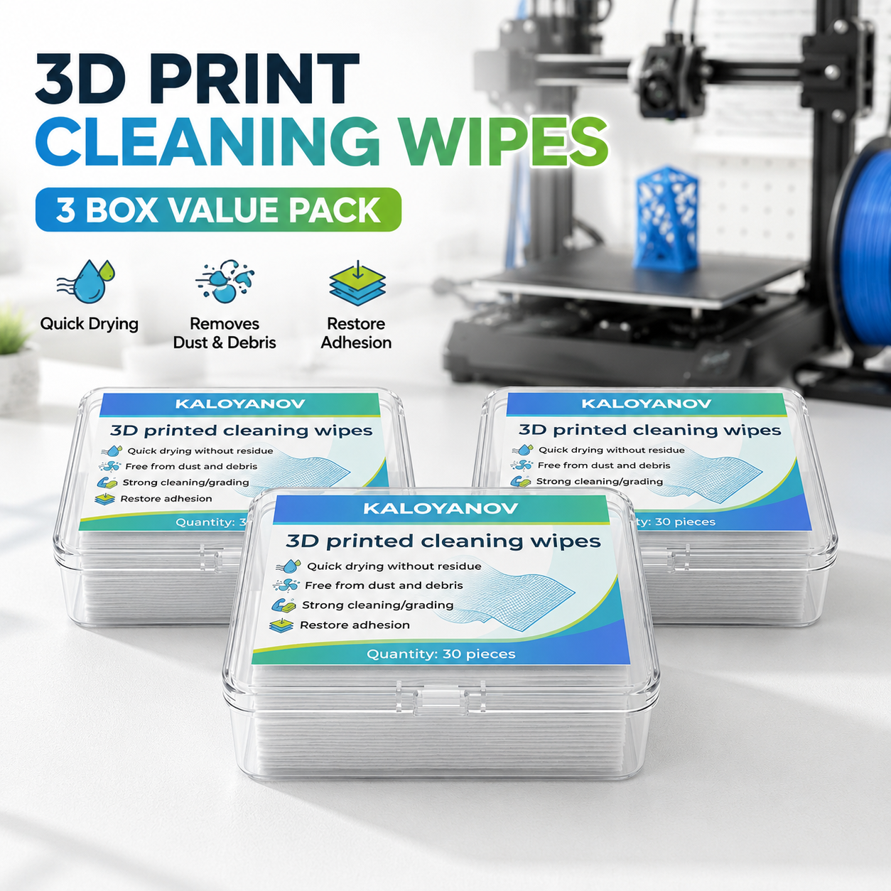 3D Printing Fdm - 3D Printer Bed Cleaning Wipes 30PCS
